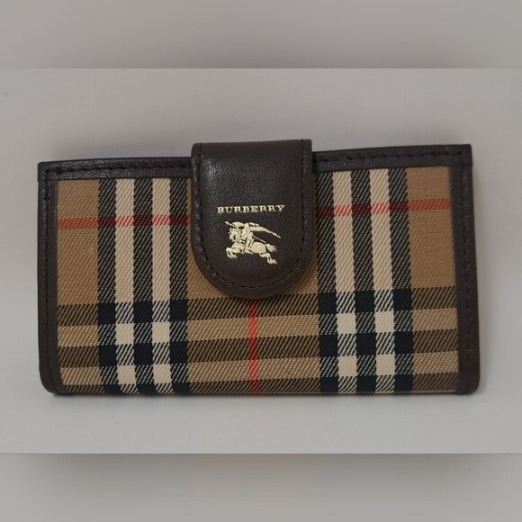 Vintage Burberry Key Holder Wallet Calfskin Nova Check 4 Keys Nishikaw Y2K - Picture 1 of 12